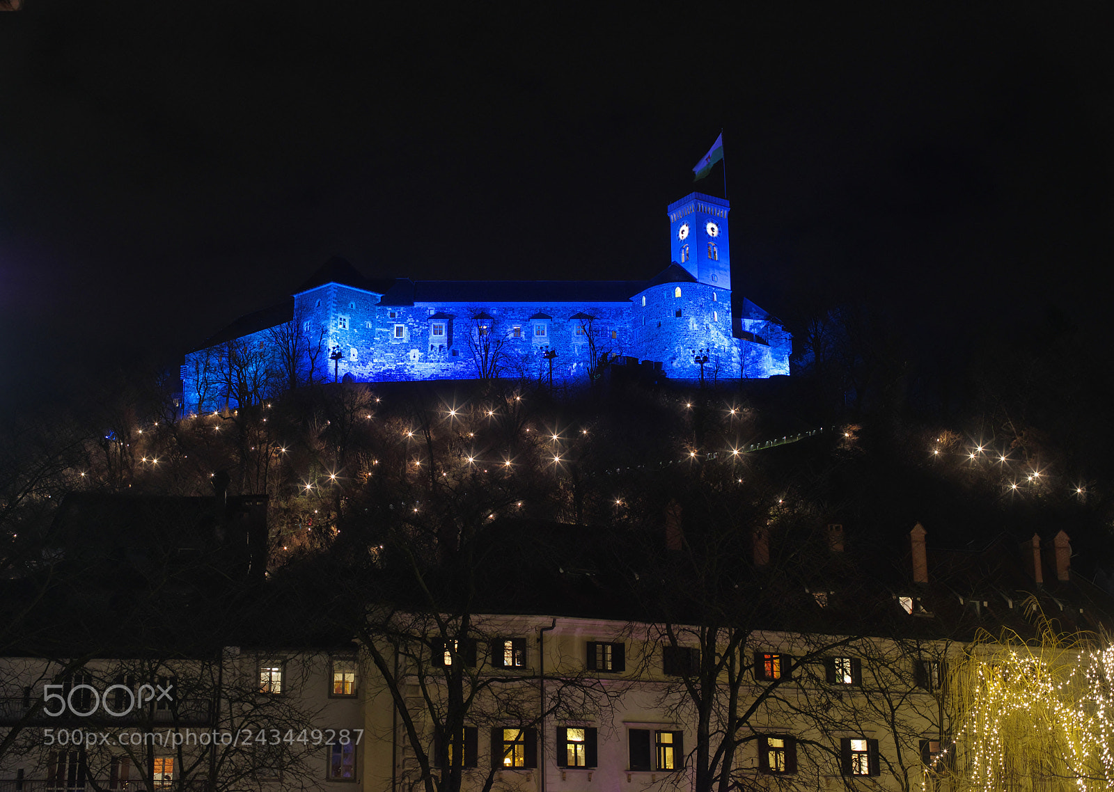 Pentax K-1 sample photo. Ljubljana castle at night photography