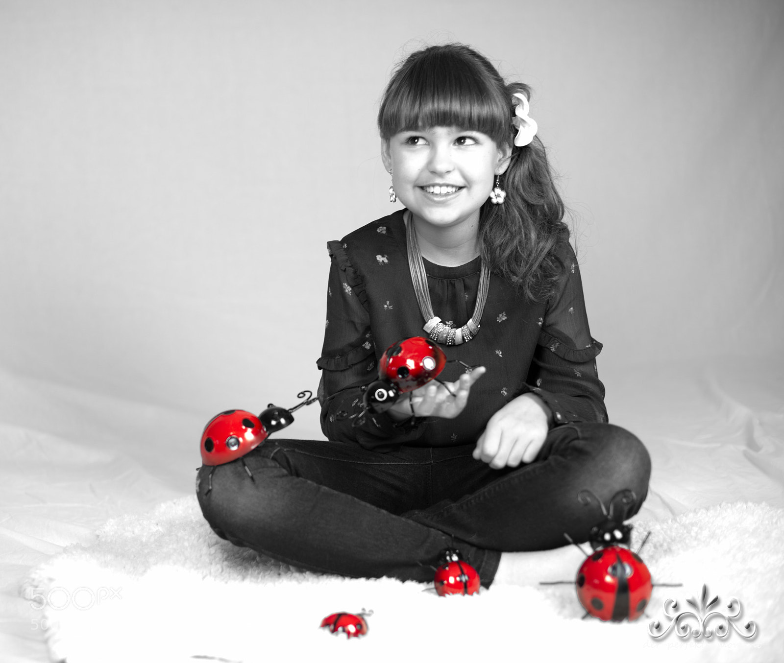 Nikon D800E sample photo. Little girl with ladybugs photography