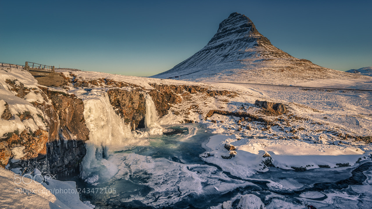 Sony a7 sample photo. Frozen kirkjufell photography
