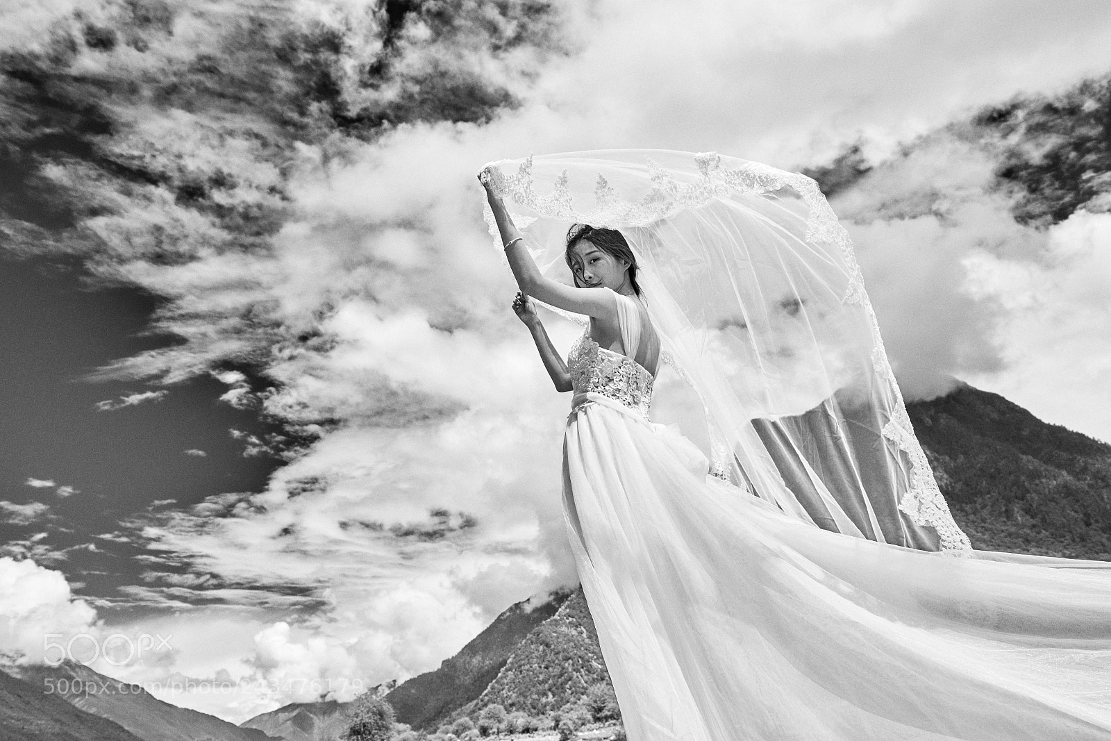 Nikon D810 sample photo. Sky. mountain. bride. photography