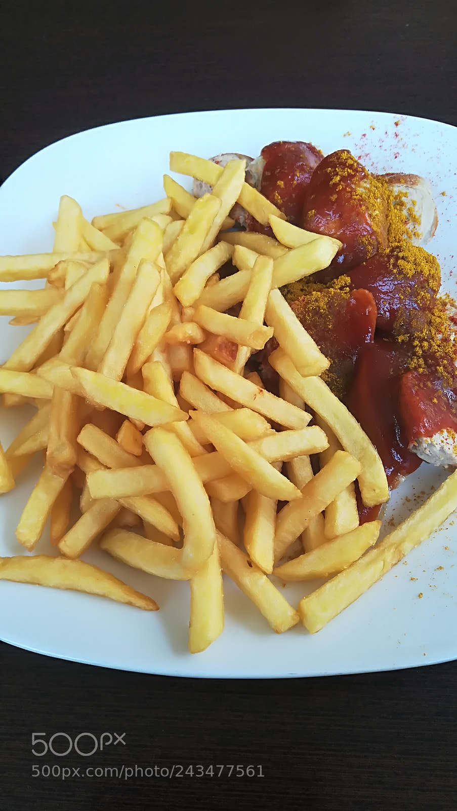 HUAWEI P10 lite sample photo. Currywurst mit pommes photography