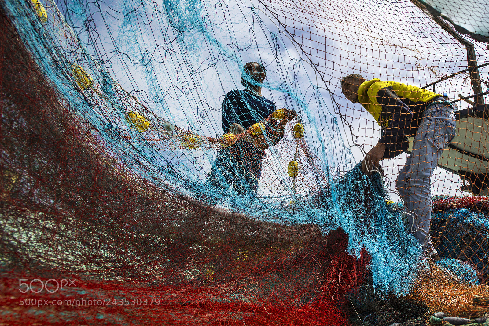 Nikon D800E sample photo. Fishermen that is repairing photography
