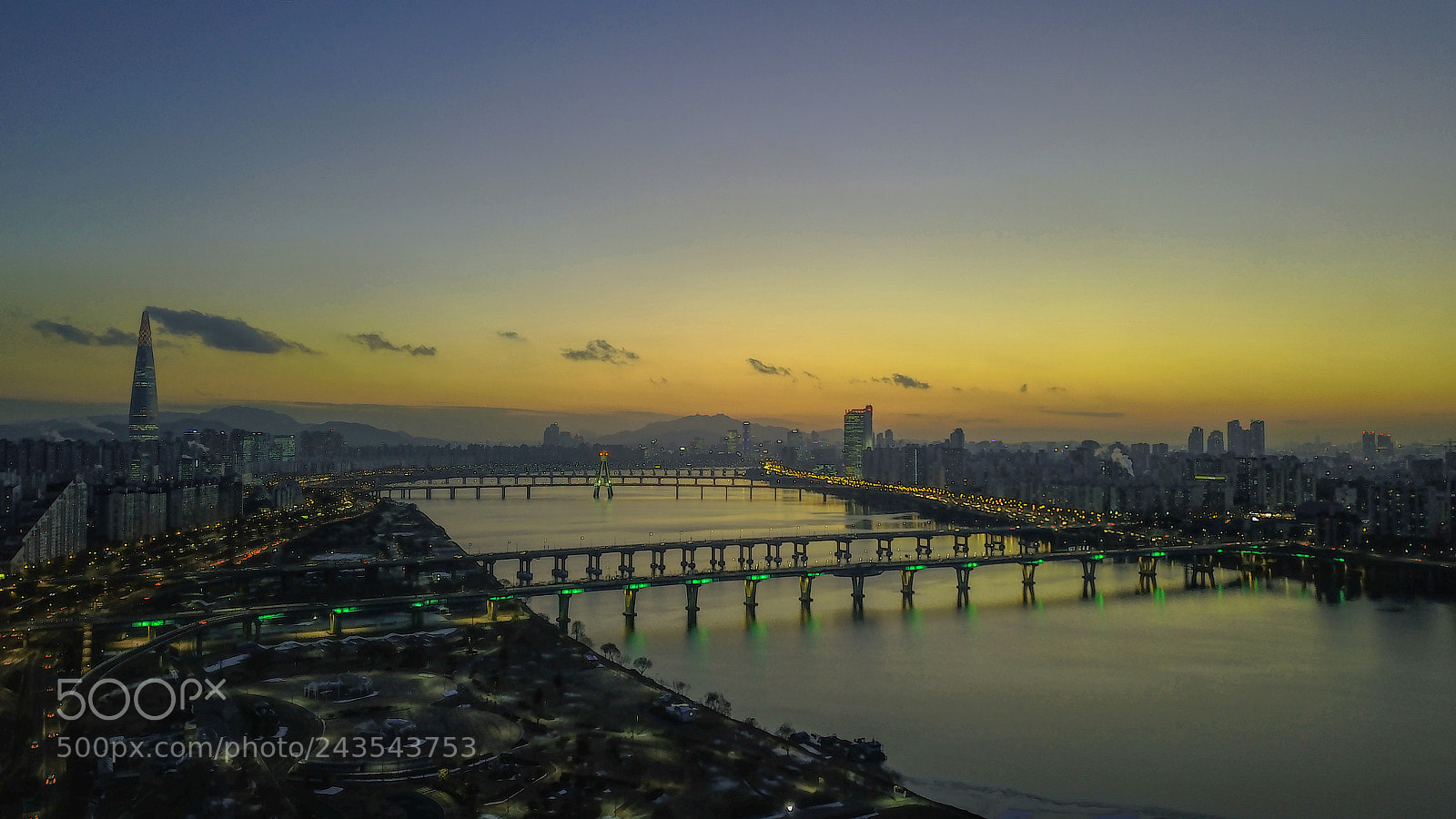 DJI FC220 sample photo. Sunset cityscape of seoul photography