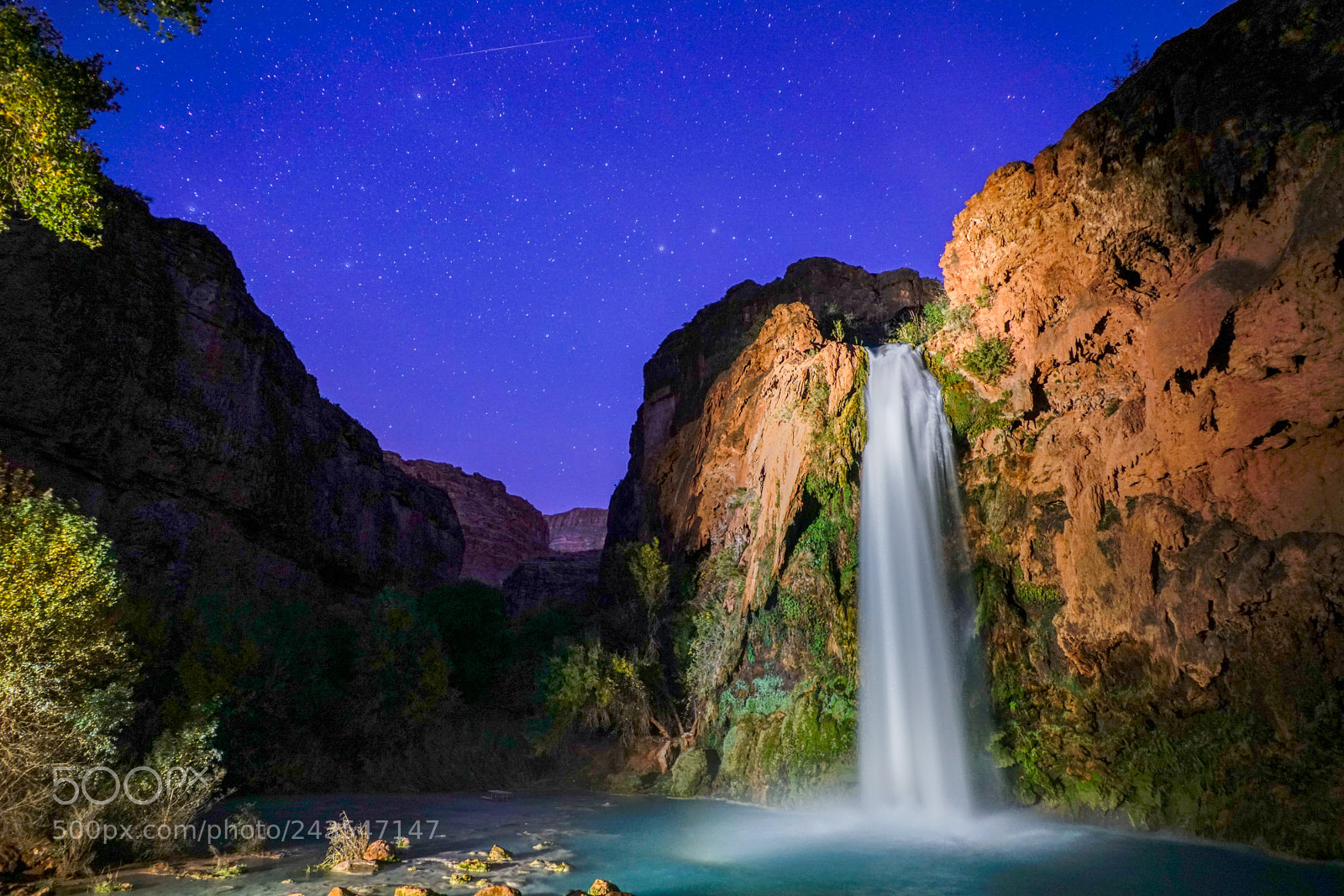 Sony a7R II sample photo. Havasu falls at night photography