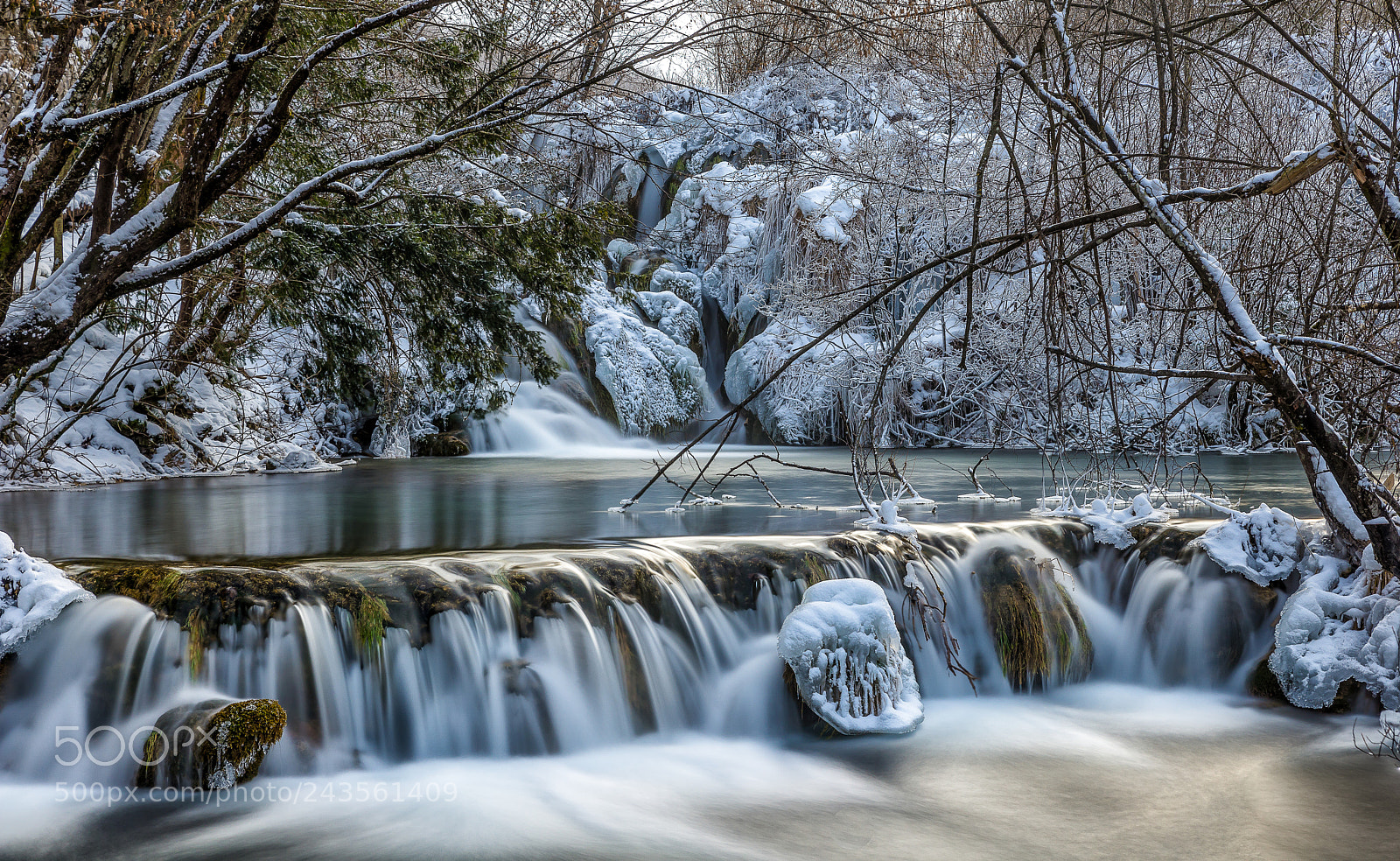 Nikon D600 sample photo. Small waterfall on frozen photography