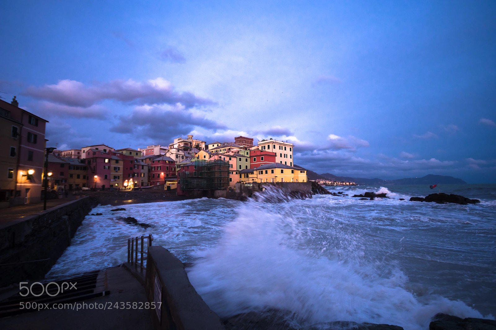 Pentax KP sample photo. Blue hour in boccadasse photography