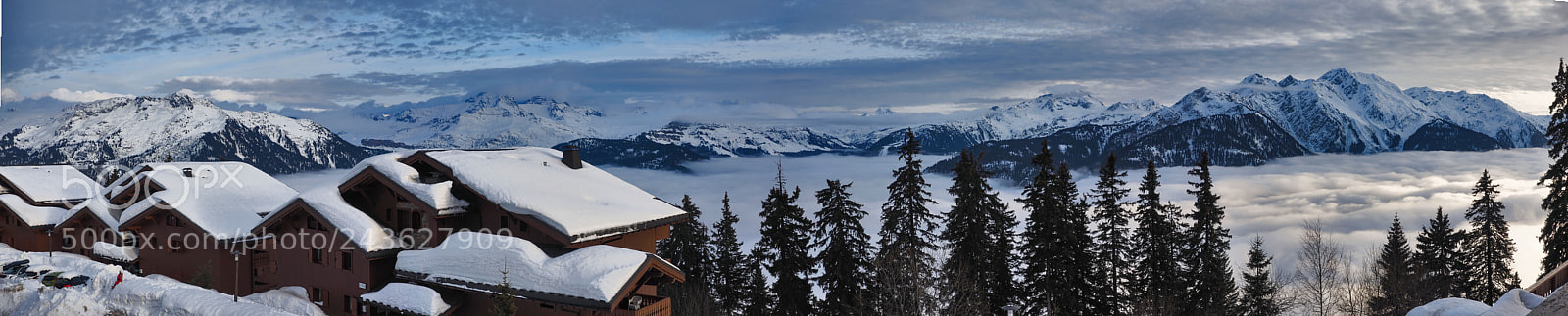Olympus OM-D E-M1 sample photo. Panoramic winter mountainscape above photography