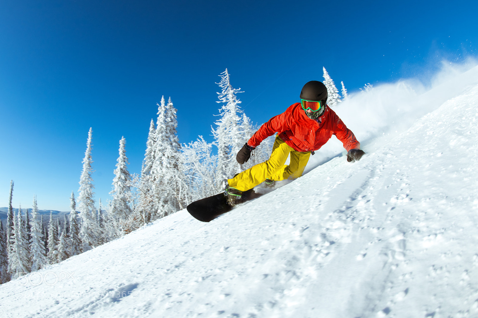 Nikon D810 sample photo. Very fast snowboarder slides photography