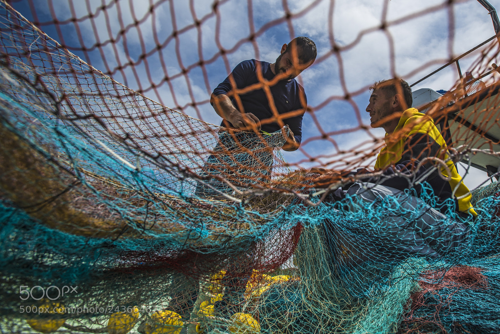 Nikon D800E sample photo. Fishermen that is repairing photography