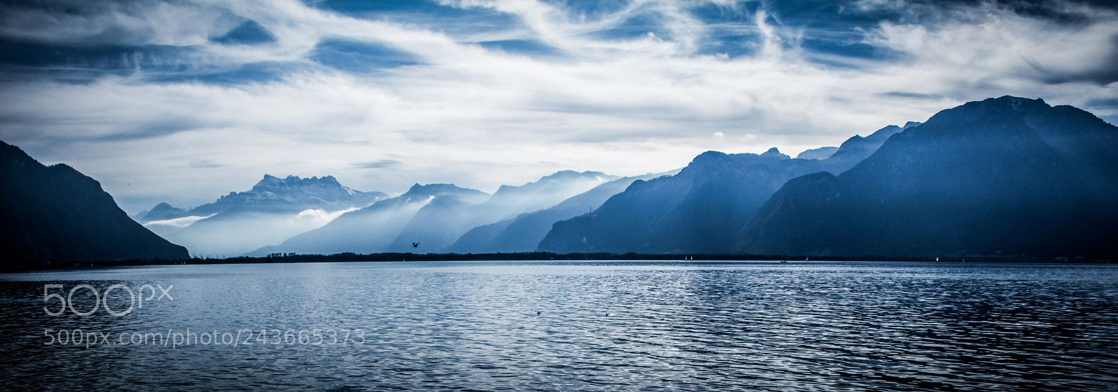 Nikon D5500 sample photo. Blue hour in montreux photography