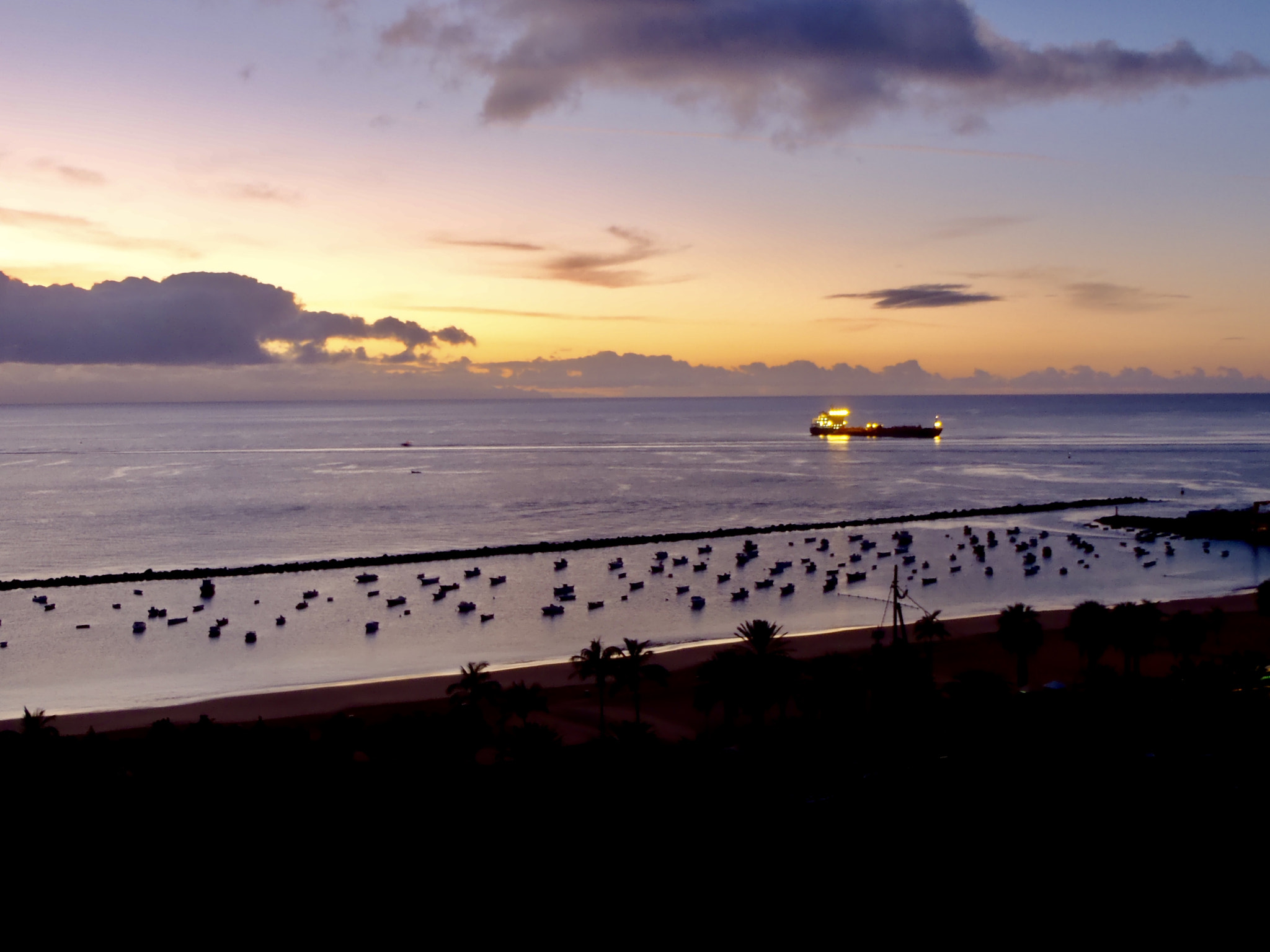 Olympus uTough-8010 sample photo. Ship at sunrise in front of the beach. photography