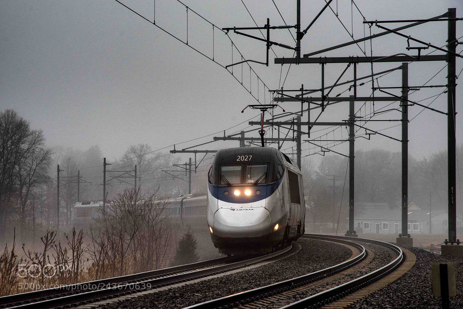 Nikon D810 sample photo. Acela in foggy branford photography