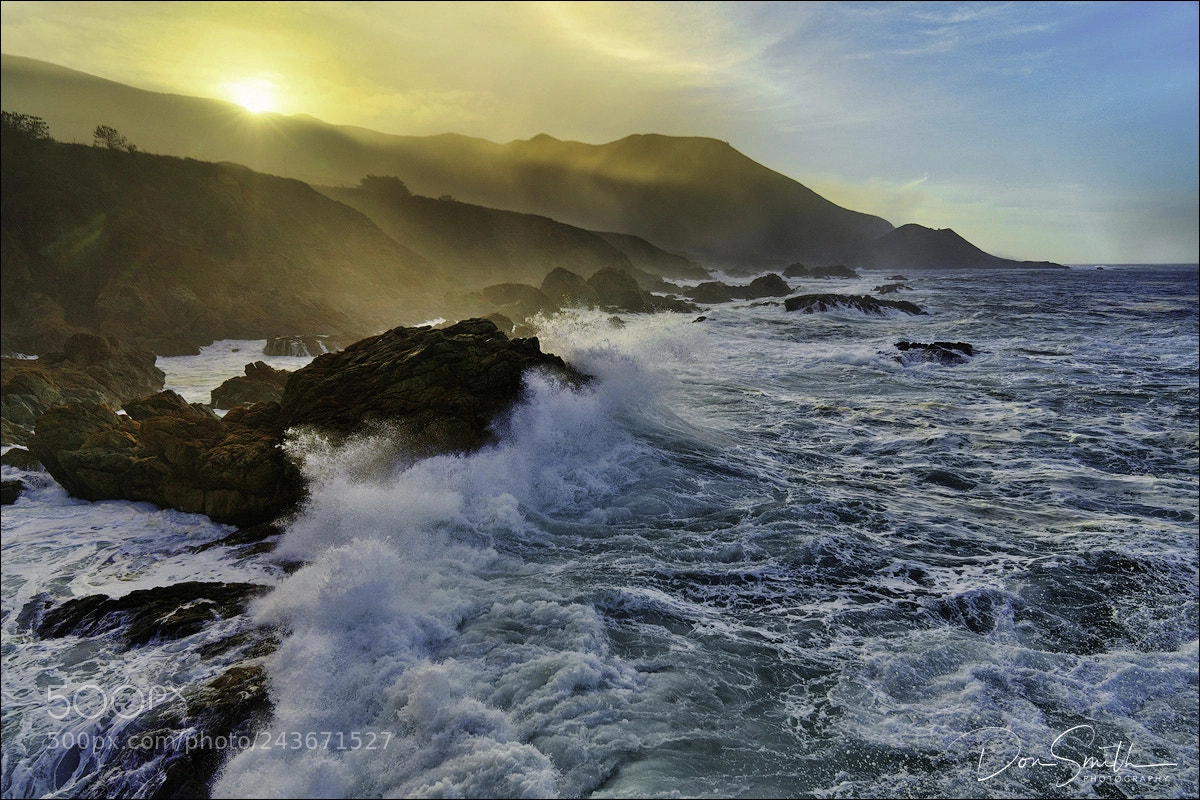 Sony a7R III sample photo. Sunrise and big surf photography