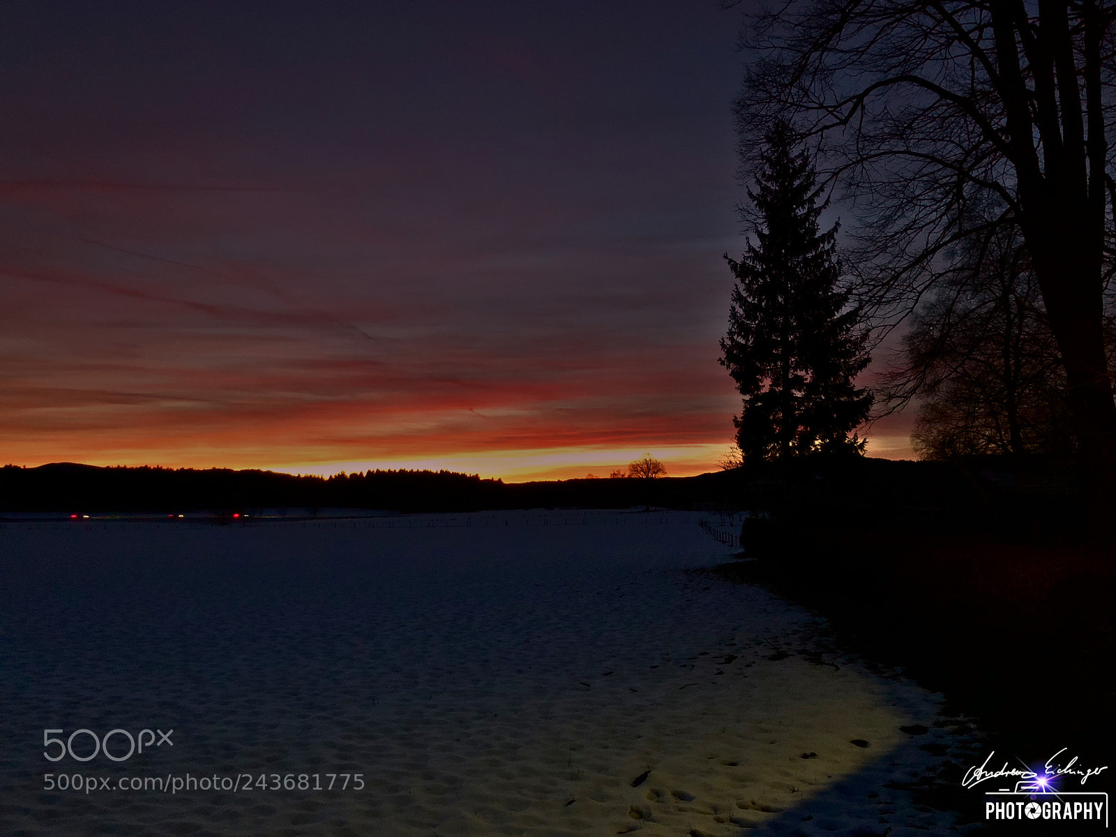 Apple iPhone X sample photo. Sunset weyarn 24.1.18 photography