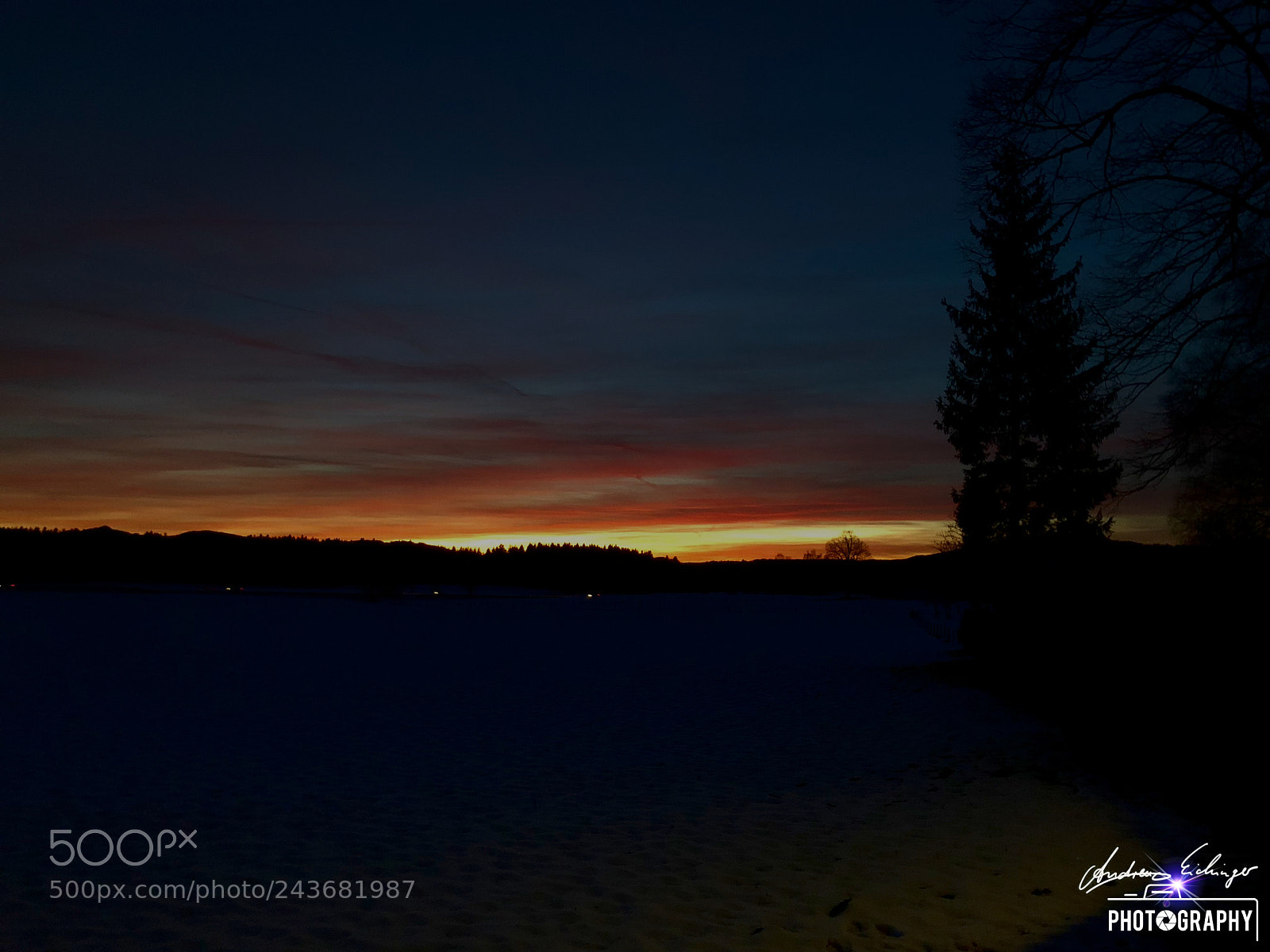Apple iPhone X sample photo. Sunset weyarn 24.1.18 photography