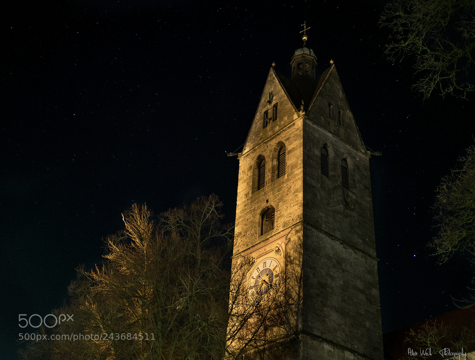 Panasonic Lumix DMC-GX85 (Lumix DMC-GX80 / Lumix DMC-GX7 Mark II) sample photo. Cold.night.church.tree.heaven.stars photography