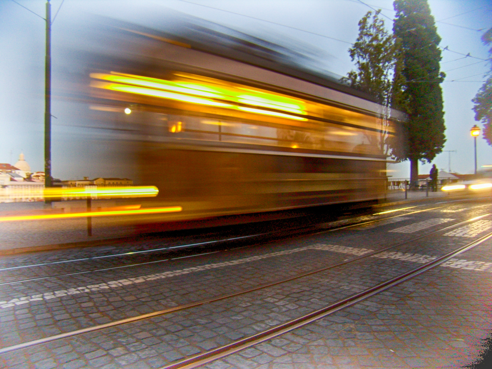 Olympus FE200 sample photo. Lisbon: tram photography