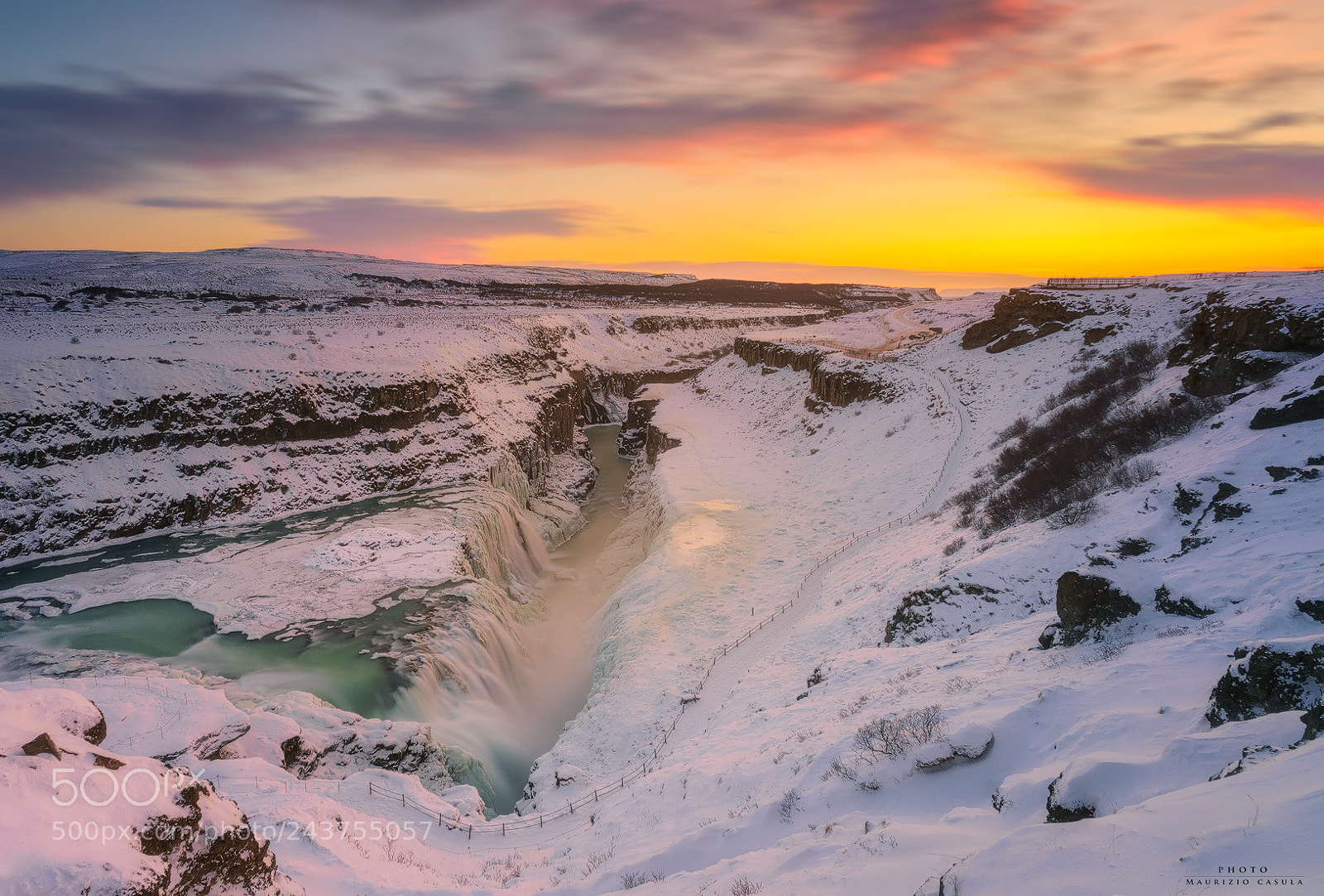 Sony a7R II sample photo. Gullfoss sunset photography