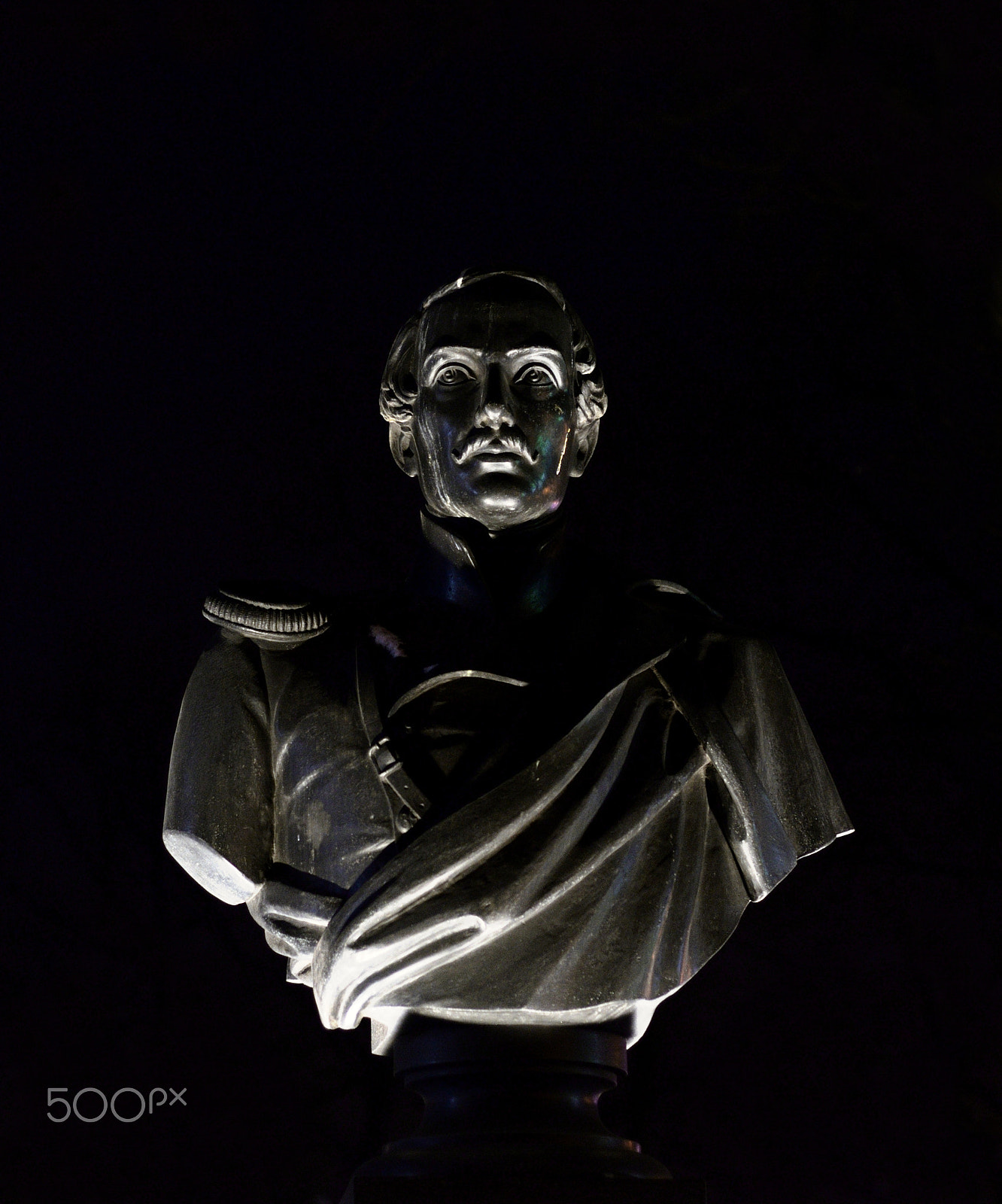 Nikon D610 + Nikon AF Nikkor 50mm F1.8D sample photo. Monument to the writer lermontov at night. photography