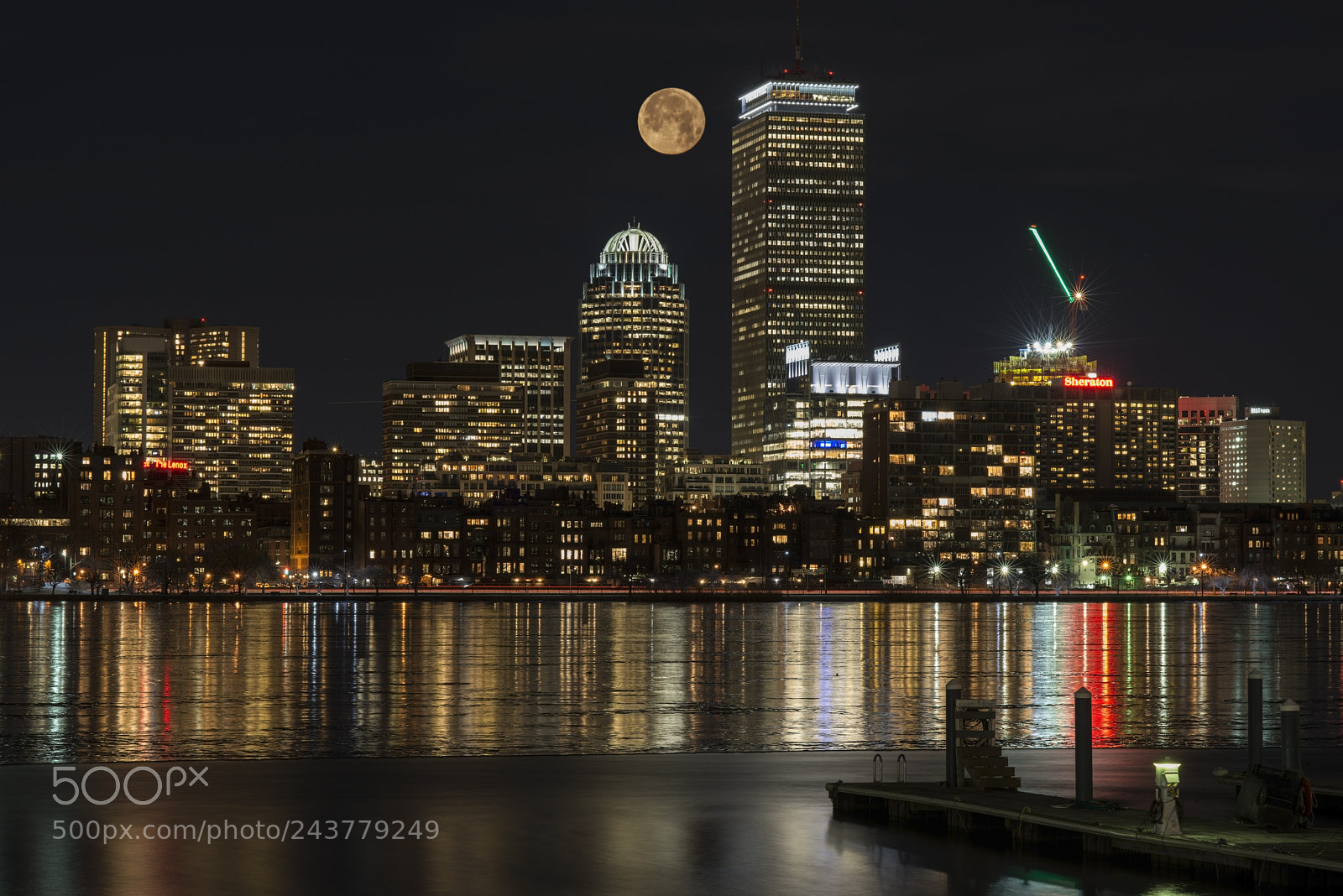 Nikon D800E sample photo. Moon over boston photography