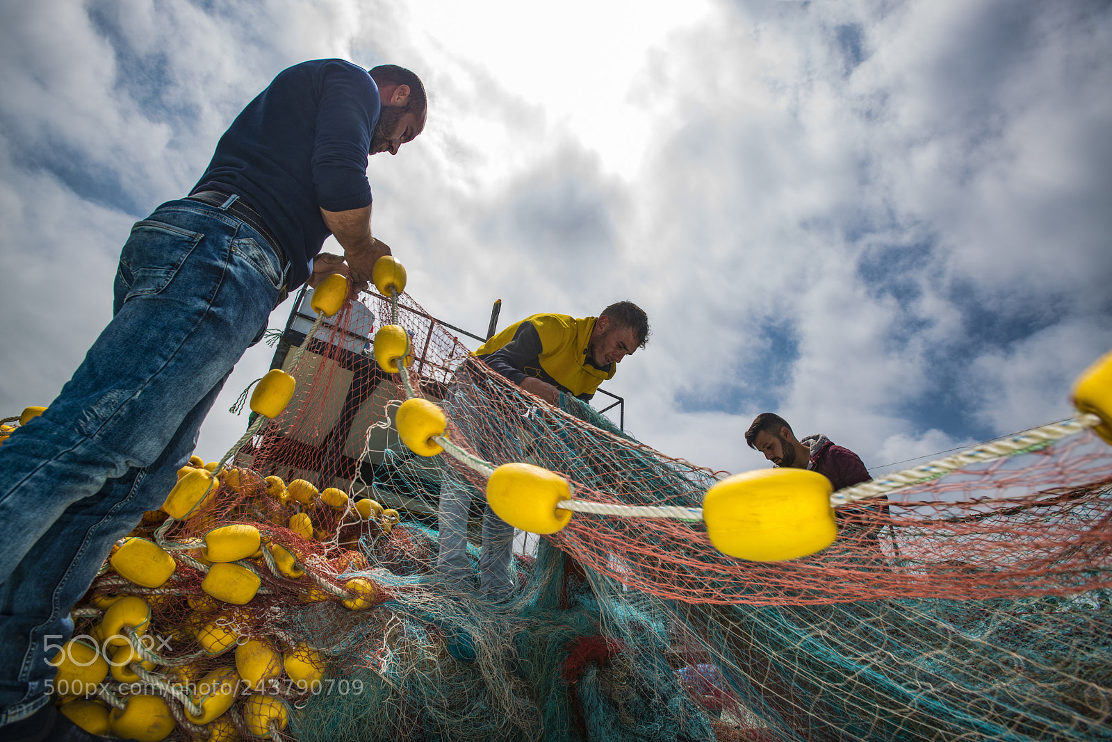 Nikon D800E sample photo. Fishermen that is repairing photography