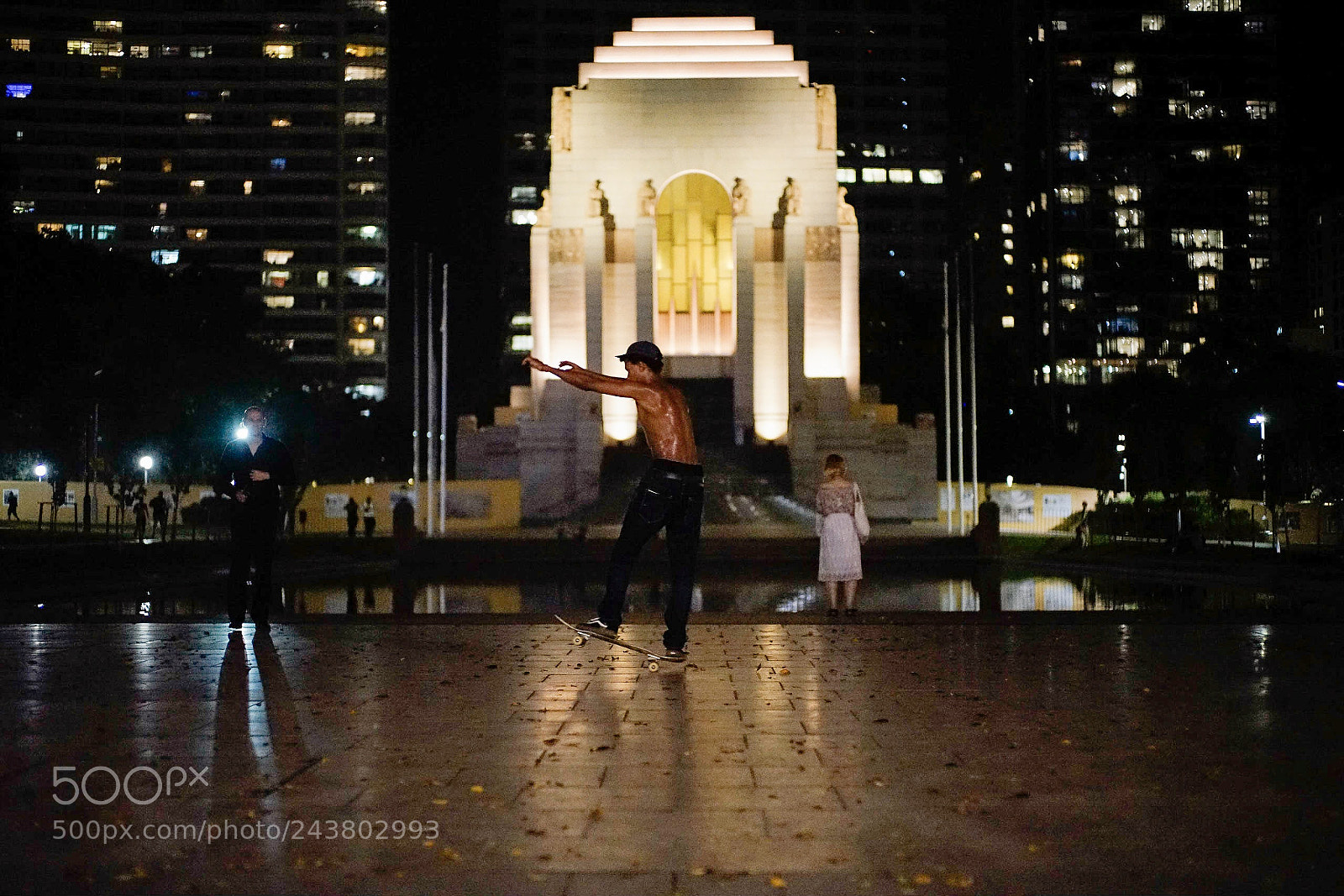 Sony a7 II sample photo. Night time skateboarding photography