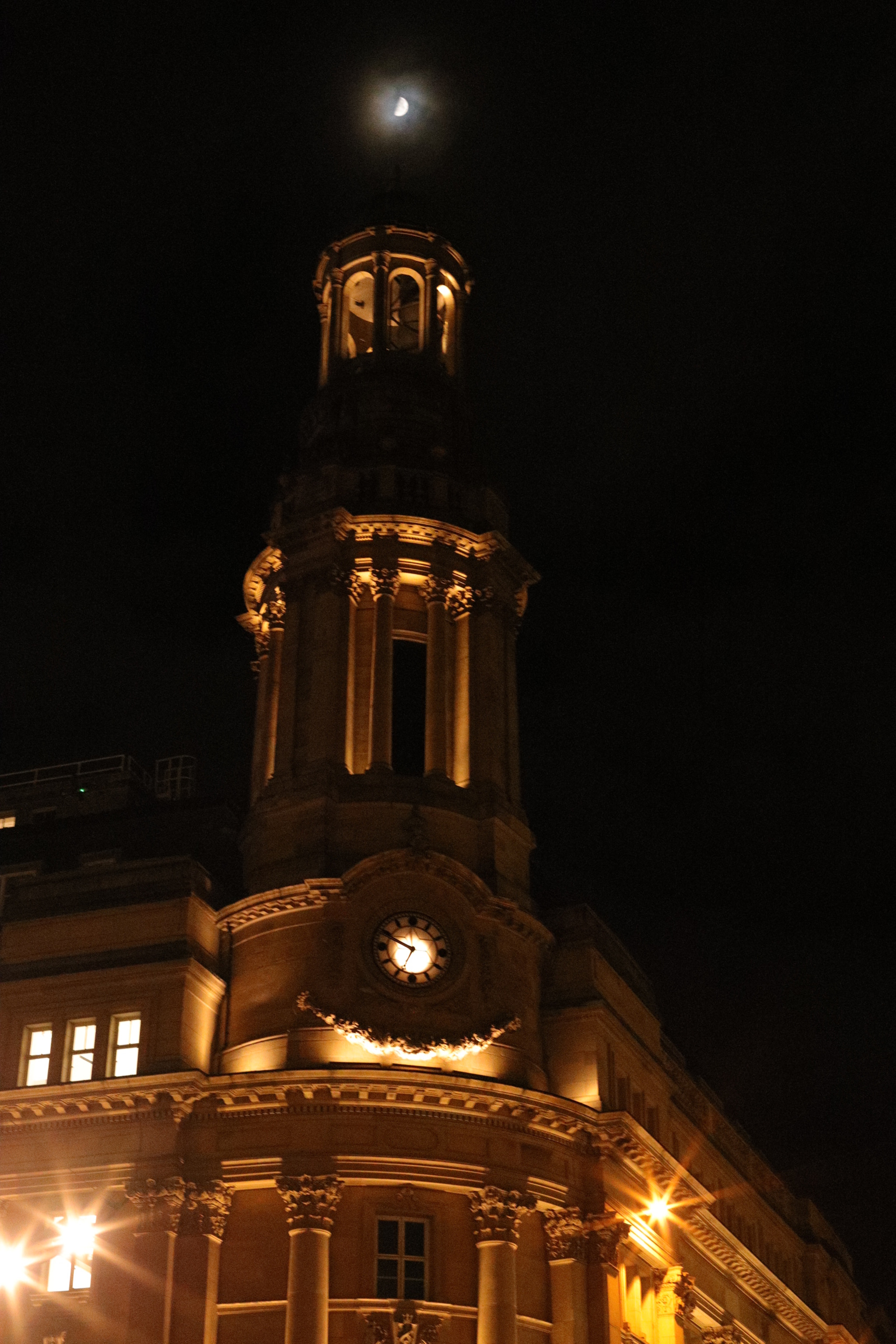 Canon EF 50mm F1.4 USM sample photo. Belfry under moon photography