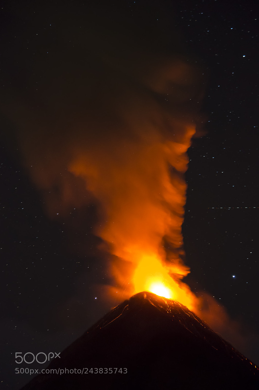 Nikon D3200 sample photo. Fuego volcano at night photography
