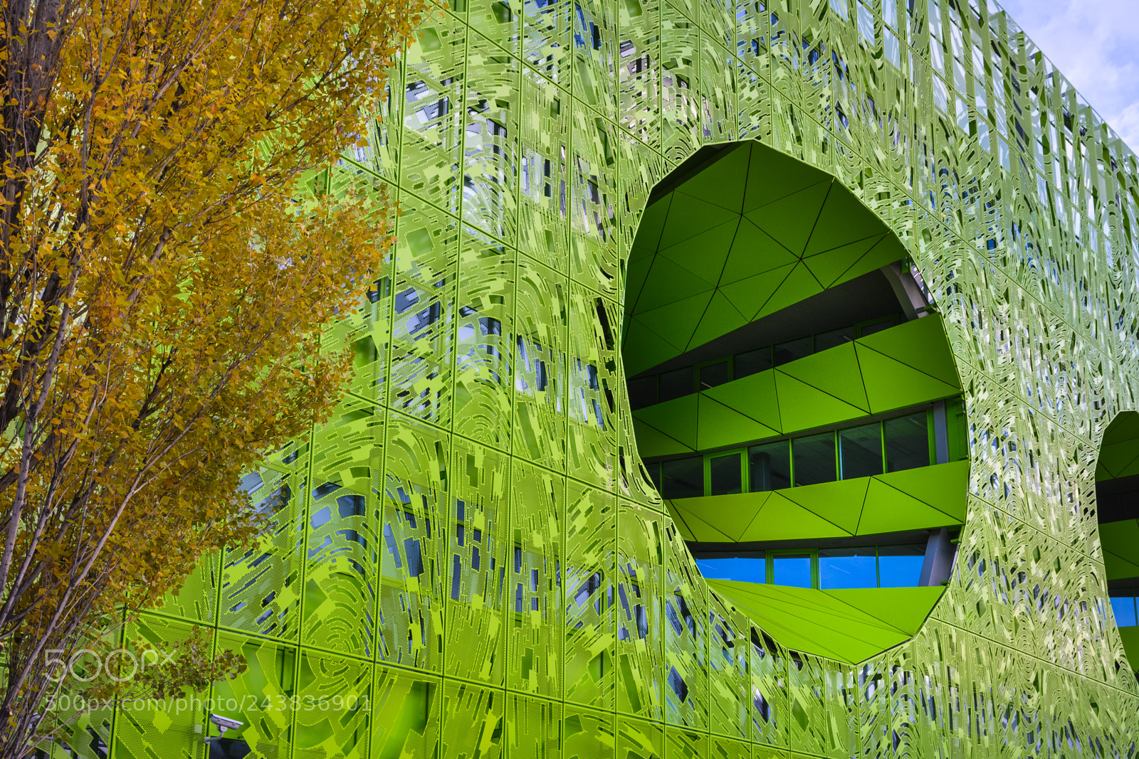 Nikon D7100 sample photo. Green cube building at photography