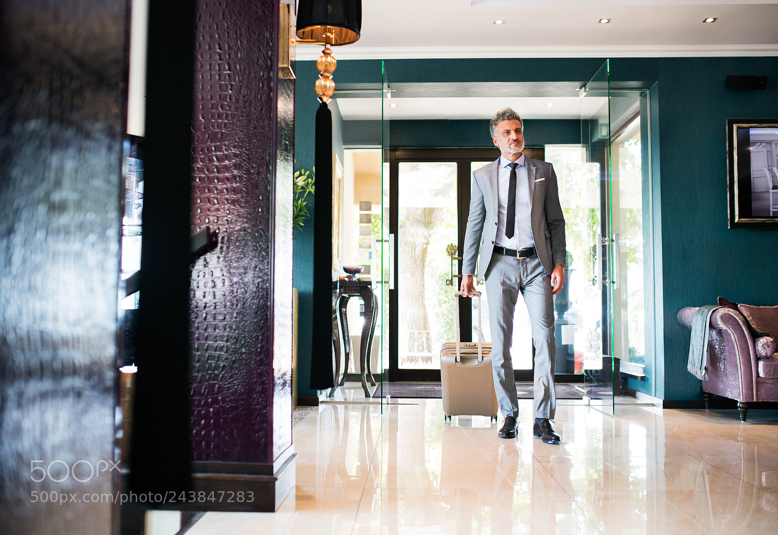 Nikon D5 sample photo. Mature businessman entering hotel photography
