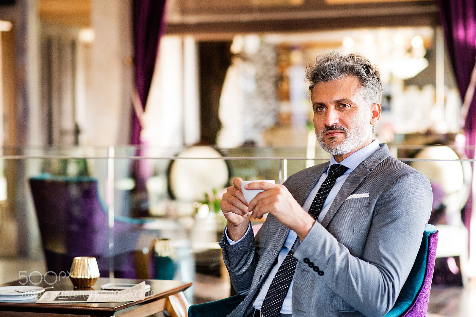 Nikon D5 sample photo. Mature businessman with coffee photography