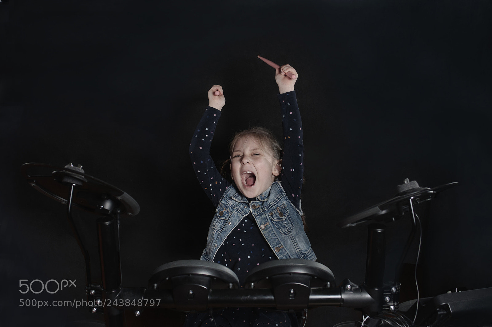 Nikon D300 sample photo. Little caucasian girl drummer photography