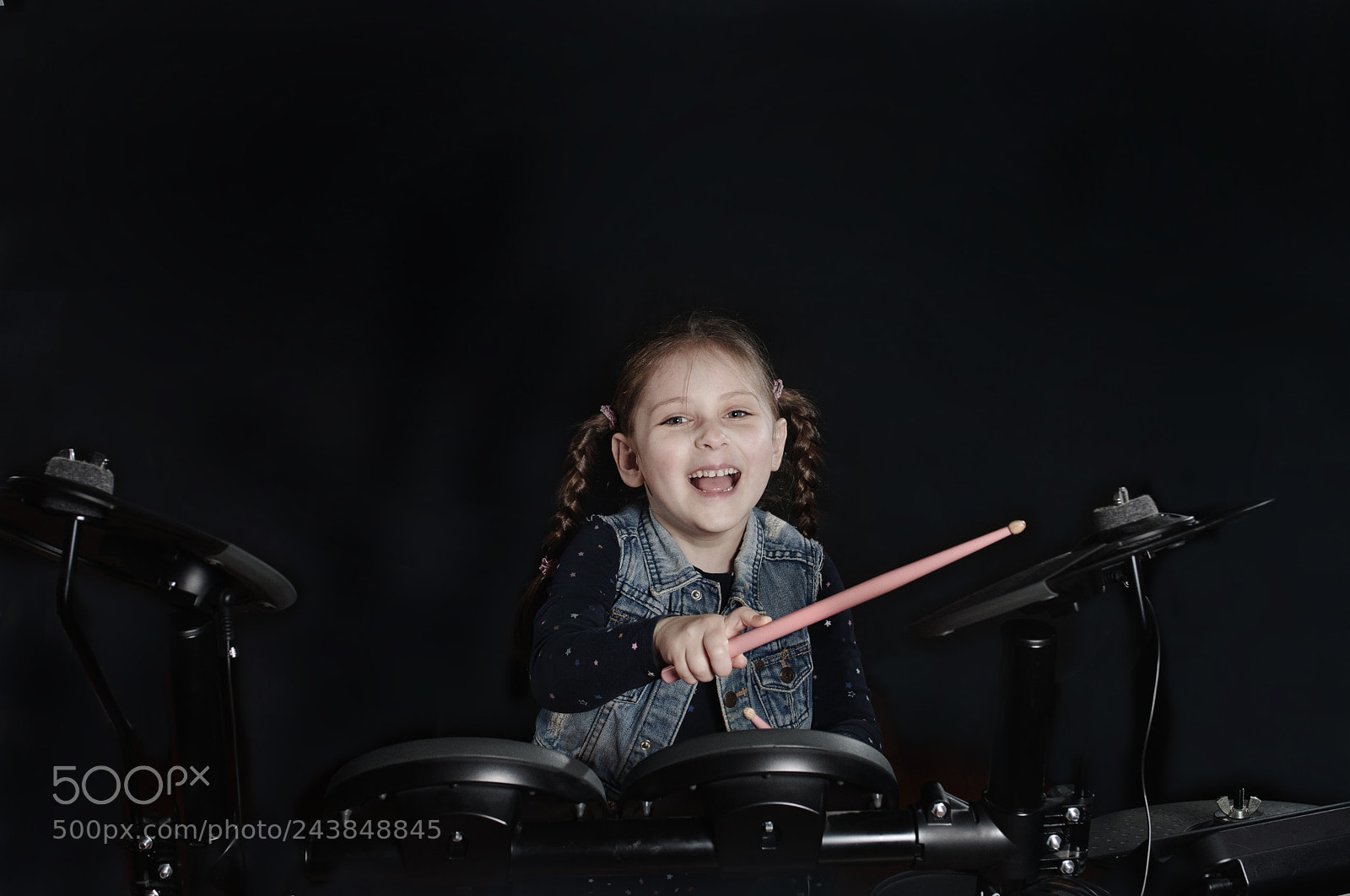 Nikon D300 sample photo. Little caucasian girl drummer photography