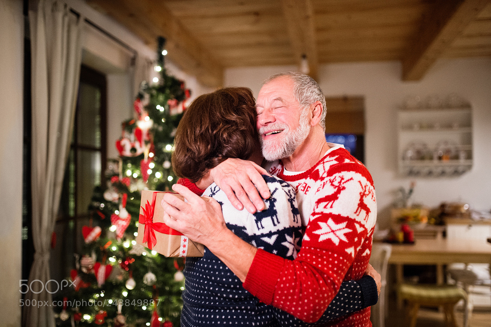 Nikon D4S sample photo. Senior couple exchanging presents photography
