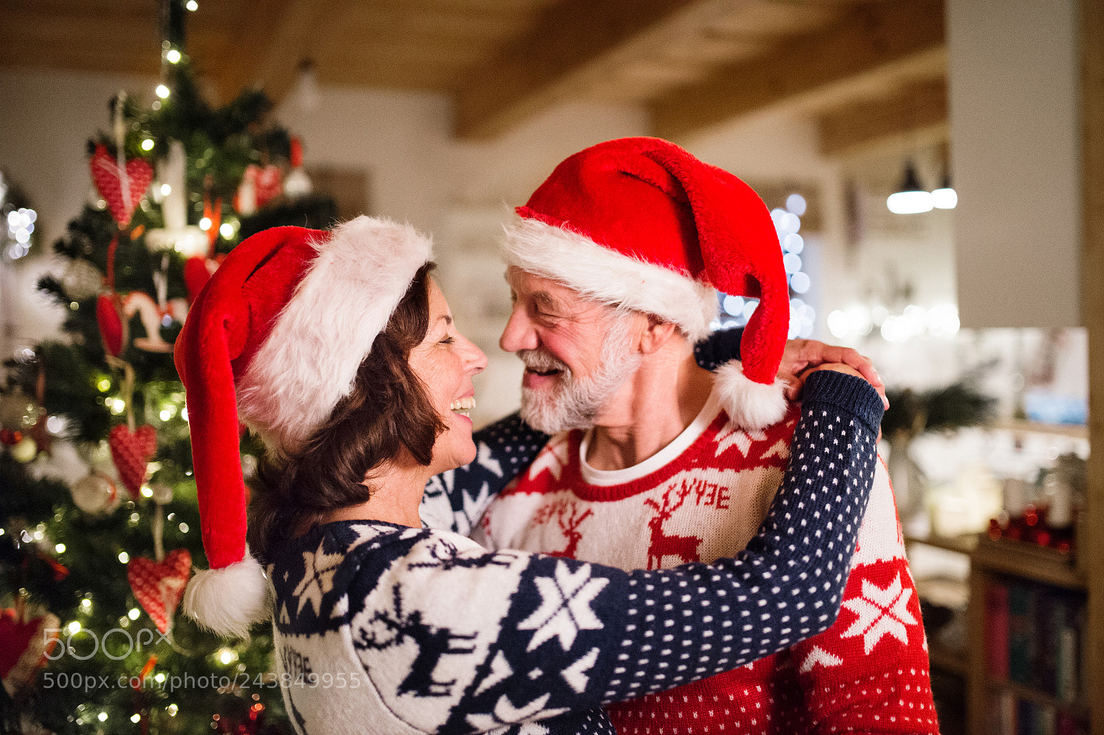Nikon D4S sample photo. Senior couple with santa photography