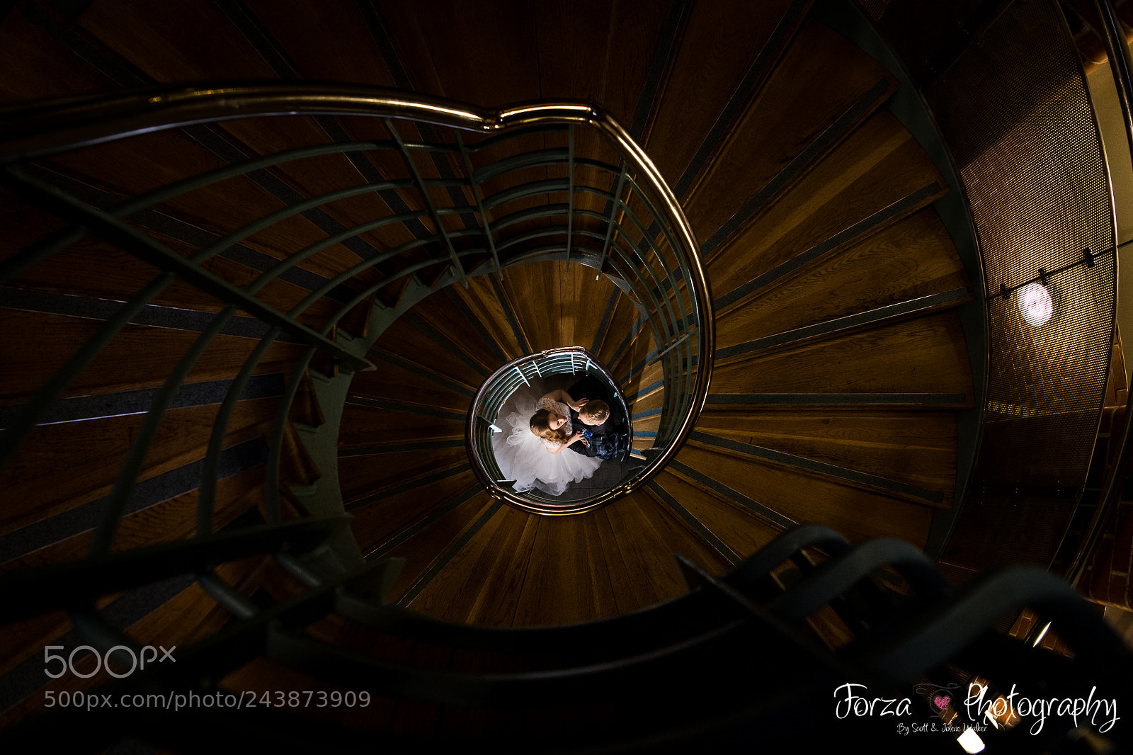 Nikon D850 sample photo. Spiral stairs wedding photography