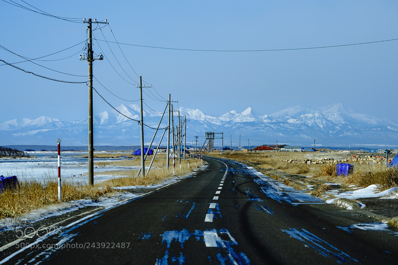 Sony a9 sample photo. Road in winter hokkaido photography