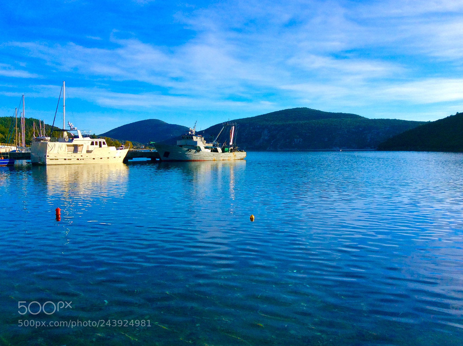 Apple iPad mini 2 sample photo. Boats, sea, hills photography