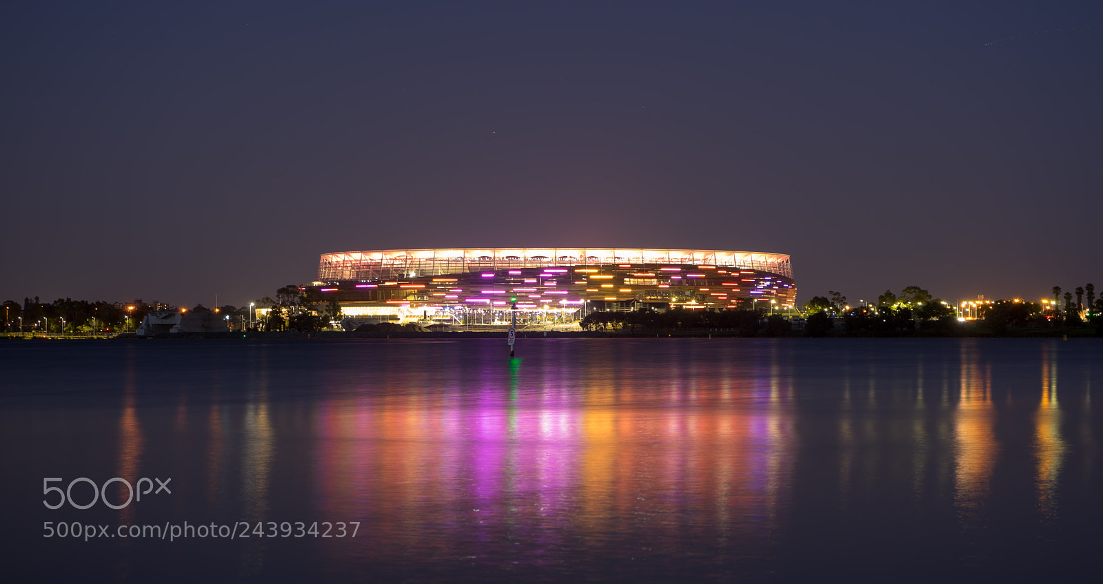 Sony a7 sample photo. Optus stadium lights photography