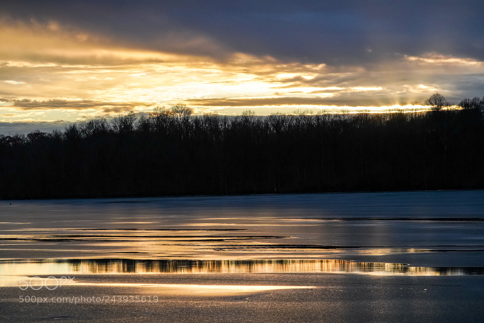 Sony a7R III sample photo. Sunset over icy lake photography