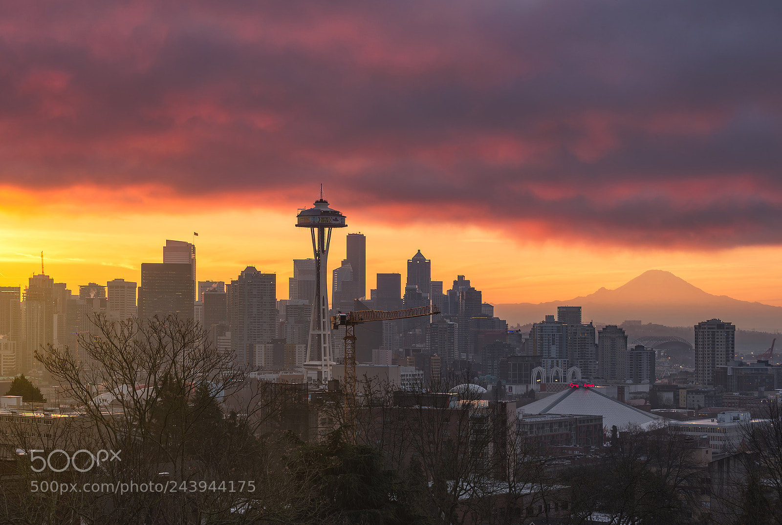 Nikon D800 sample photo. Epic sunrise over seattle photography