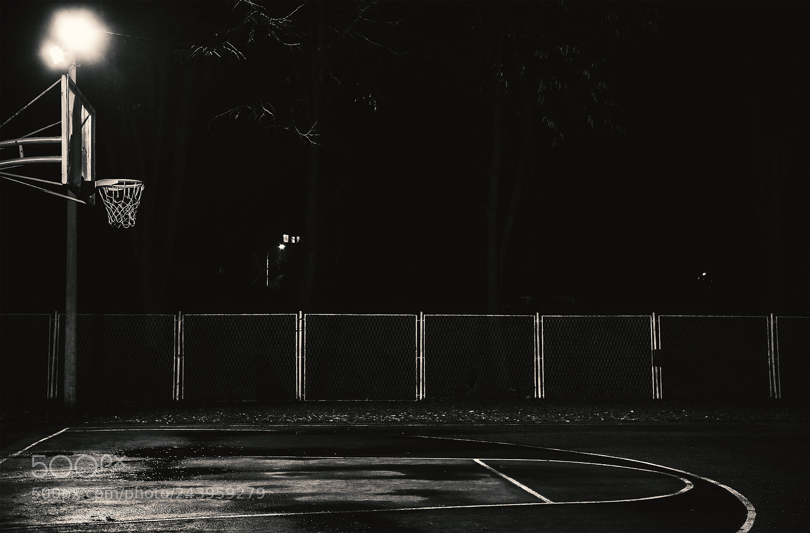 Canon EOS 5D Mark II sample photo. Basketball court by night photography