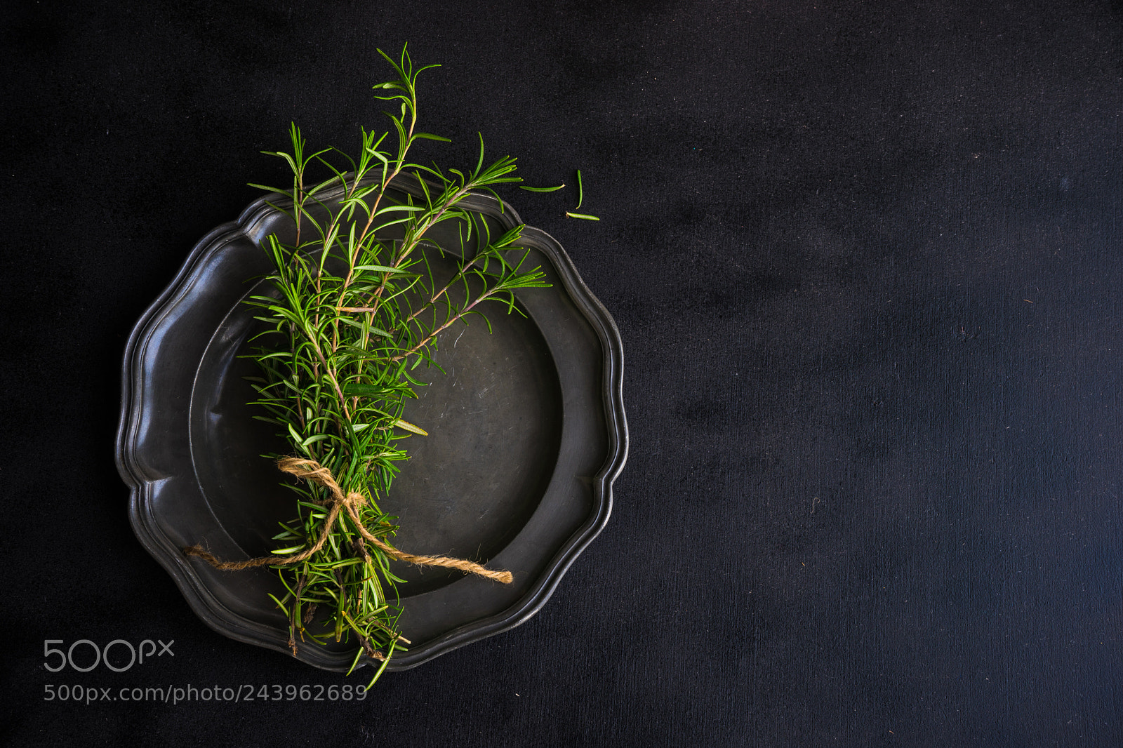 Sony a7 sample photo. Rosemary spice on dark photography