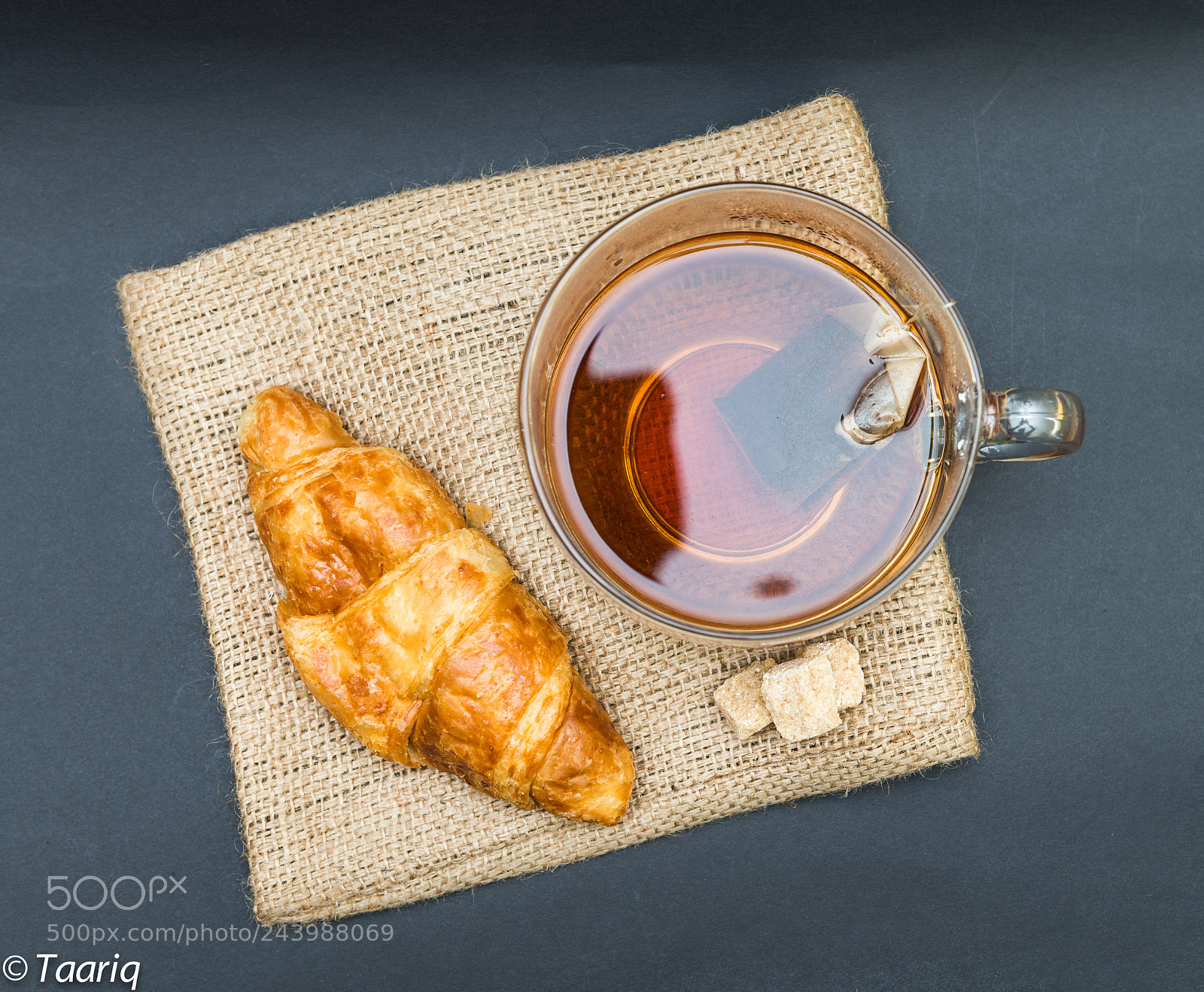 Nikon D610 sample photo. Tea and croissant photography