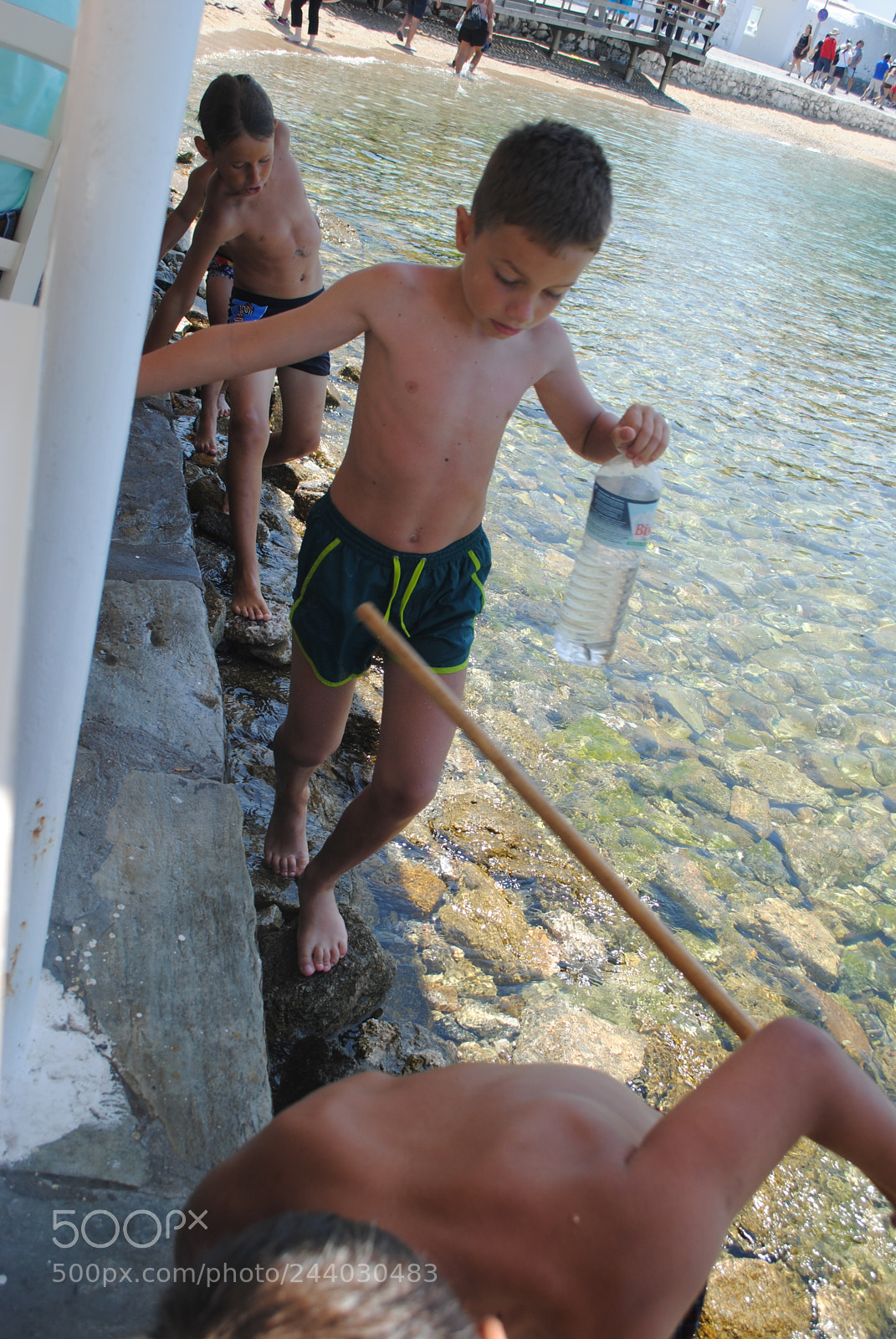Nikon D3000 sample photo. Kids seeking seafood in photography
