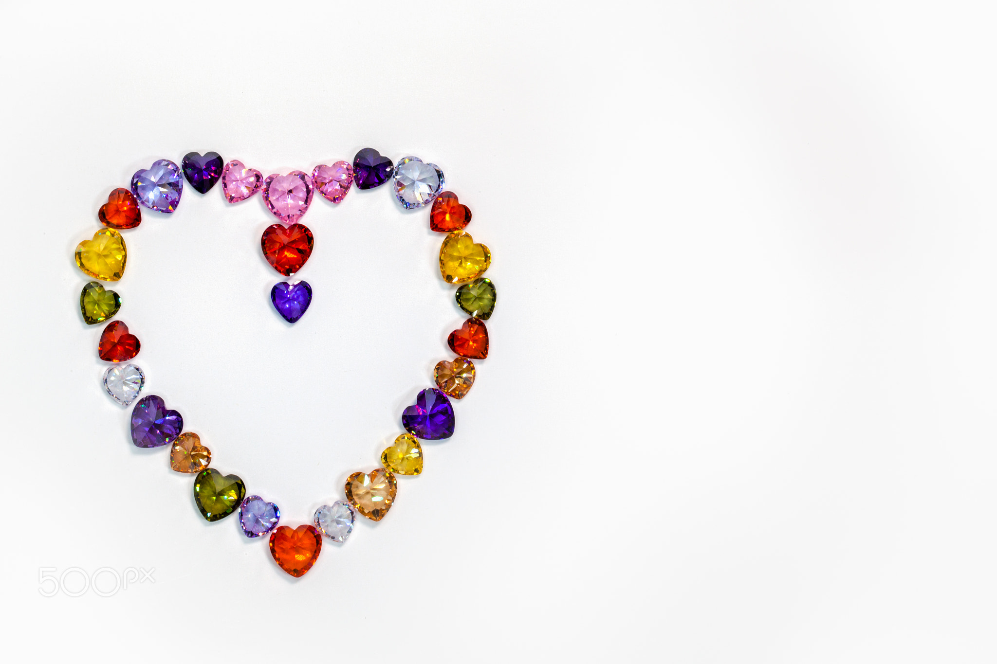 heart decorated with colorful diamonds for valentine day