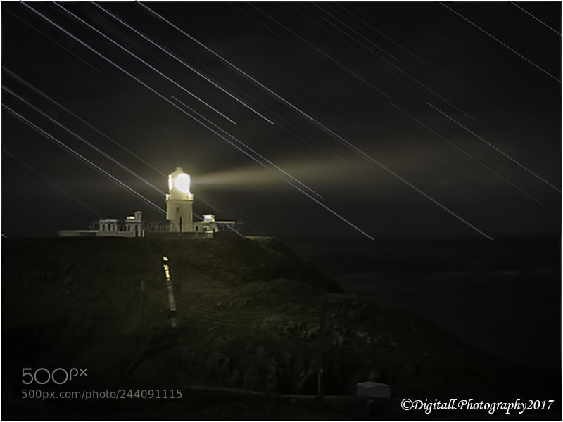 Nikon D3S sample photo. Strumble head lighthouse startrail photography