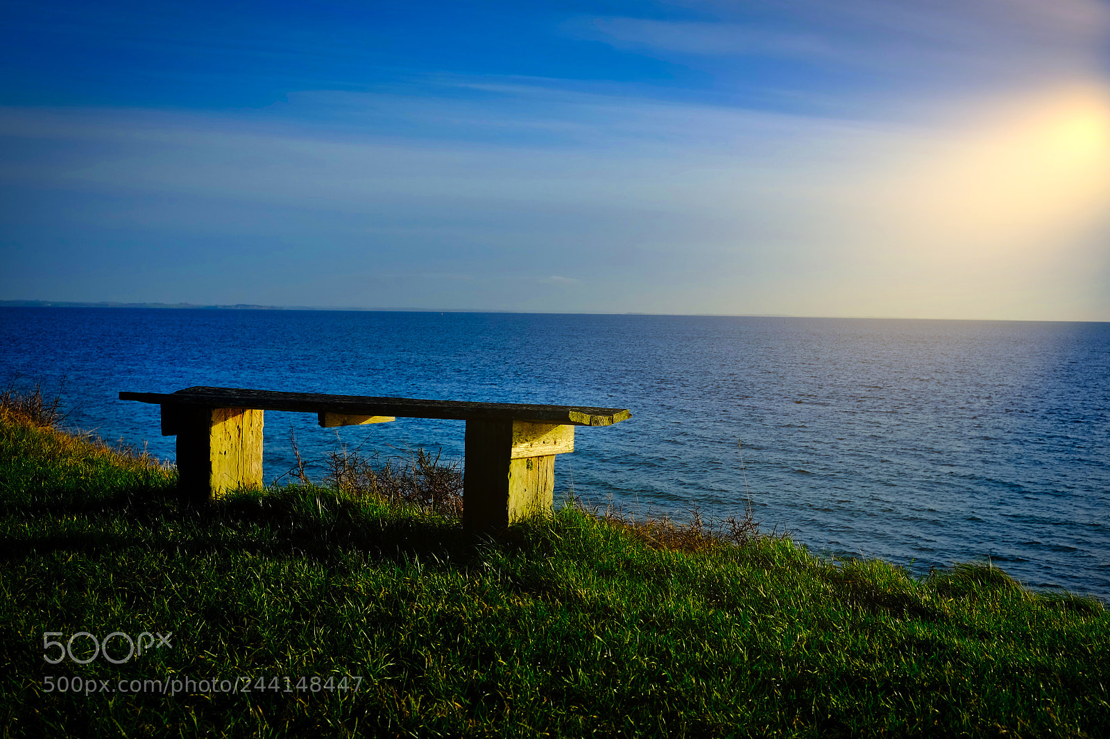 Fujifilm X-M1 sample photo. Bench by the sea photography