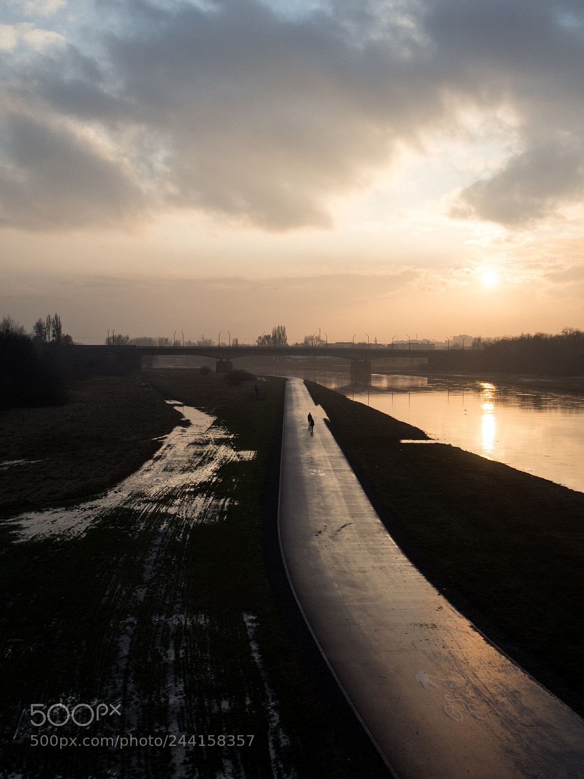 Olympus PEN E-PL5 sample photo. Sunset over warta river photography