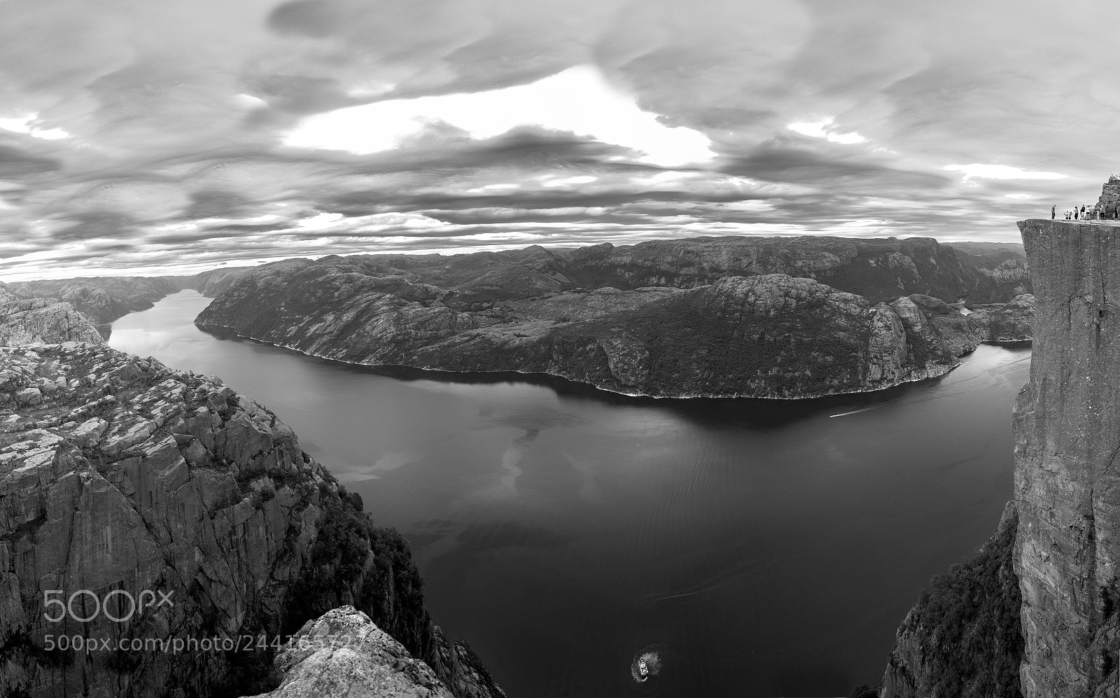 Nikon D800 sample photo. Preikestolen sw pano photography
